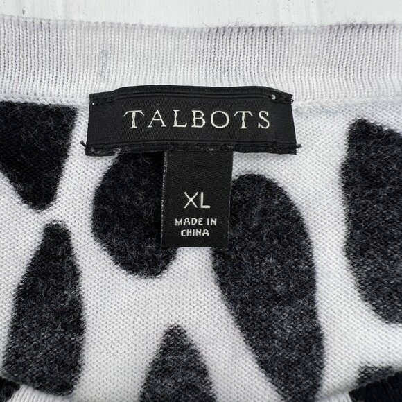 Talbots‎ Womens XL Black & White Animal Print Cardigan Sweater - Picture 3 of 7